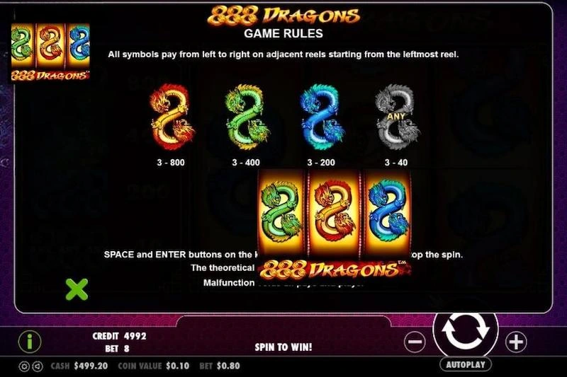 รีวิวสล็อต เกม 888 dragons 1